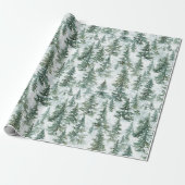 Snowy Christmas Trees Cadeaupapier (Uitgerold)