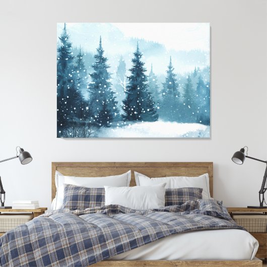 Snowy Christmas Trees  Canvas Afdruk (Insitu (Slaapkamer))