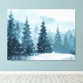 Snowy Christmas Trees  Canvas Afdruk (Insitu (Houten vloer))
