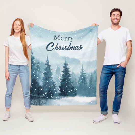 Snowy Christmas Trees  Fleece Deken (In situ)