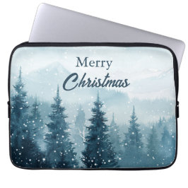 Snowy Christmas Trees  Laptop Sleeve