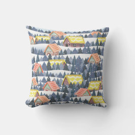 Snowy Christmas Village Pattern Kussen