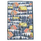 Snowy Christmas Village Pattern Medium Cadeauzakje (Voorkant)