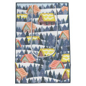 Snowy Christmas Village Pattern Medium Cadeauzakje (Achterkant)