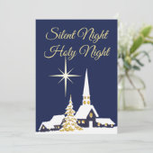 Snowy Church Noël Party Invitation (Debout devant)