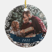 Snowy Circle | Persoonlijke foto Keramisch Ornament (Achterkant)