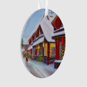 Snowy City straat met Kerstmis Ornament (voorkant)