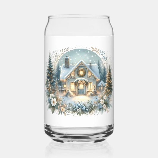 Snowy Cottage Glow Scene (Verso)