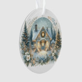 Snowy Cottage Glow Scene Ornament (voorkant)