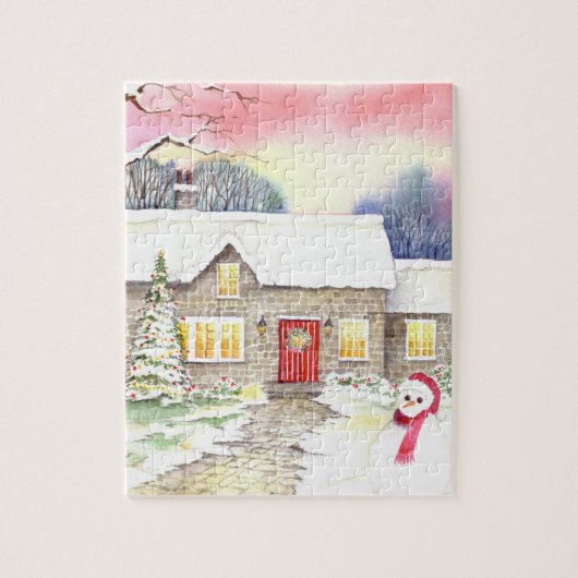 Snowy Cottage Legpuzzel (Verticaal)