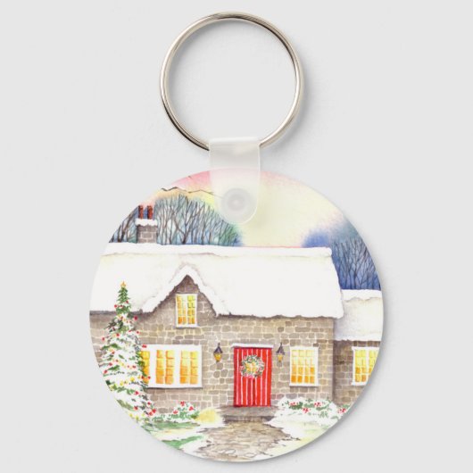 Snowy Cottage Sleutelhanger (Voorkant)