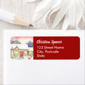 Snowy Cottage-Waterverf Etiket (Insitu)