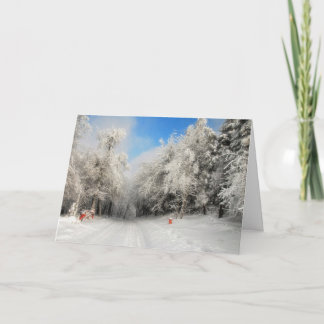 Snowy Country Road Christmas Kaart