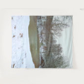 Snowy Creek Forest Winter Scene Natuur Backdrop Wandkleed (Voorkant (horizontaal))