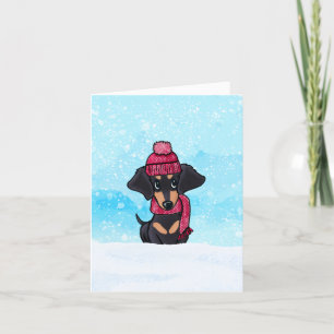 Snowy Dachshund Bedankkaart