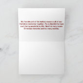 Snowy dennenbomen in de buurt van een meer feestdagen kaart (Binnen)