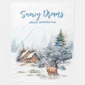 Snowy Dreams Forest Deer  Fleece Deken (Voorkant)