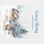 Snowy Dreams Forest Deer  Fleece Deken (Voorkant (Horizontaal))