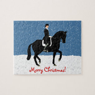 Snowy Dressage Horse Kerstmis Legpuzzel