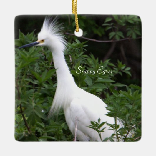 Snowy Egret Bird Ornament (Voorkant)