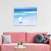 Snowy Egret Coastal Waterverf Canvas Afdruk (Insitu (Woonkamer))