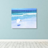 Snowy Egret Coastal Waterverf Canvas Afdruk (Insitu (Houten vloer))