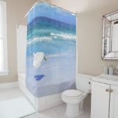 Snowy Egret Coastal Waterverf Douchegordijn (In situ)