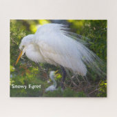 Snowy Egret met Baby Puzzel (Horizontaal)