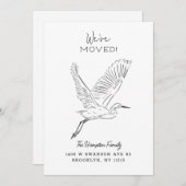 Snowy Egret Minimalist Moving Aankondiging (Voorkant / Achterkant)