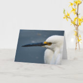 Snowy Egret Notecard Kaart (Gele Bloem)