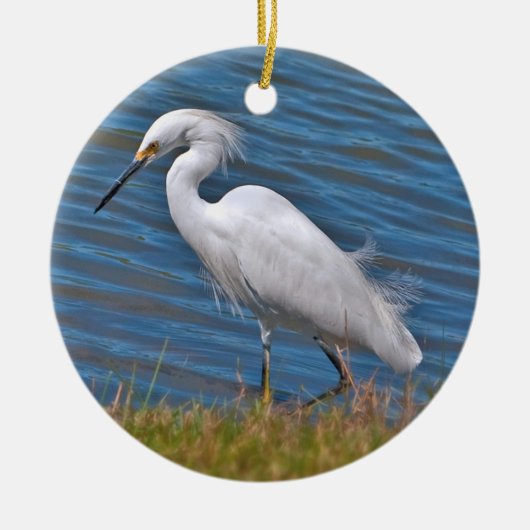 Snowy Egret Ornament (Voorkant)