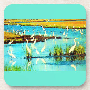 snowy egret print drankjes onderzetter