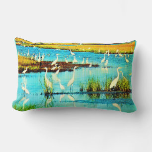 snowy egret print kussen
