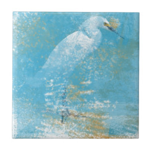 Snowy Egret Small Square Tile Tegeltje