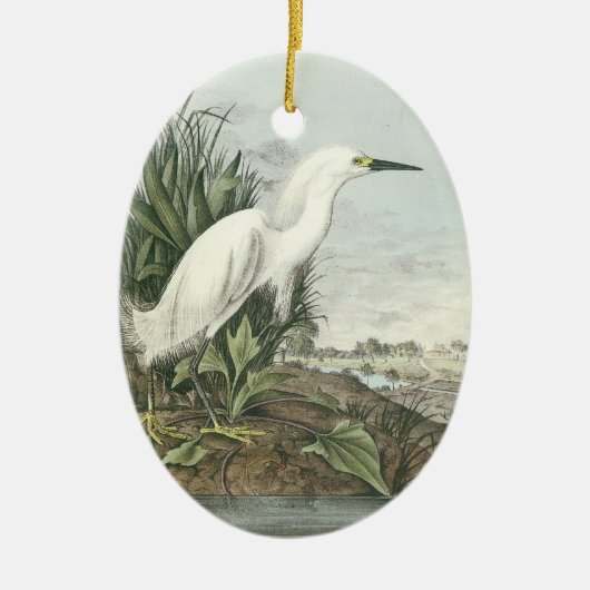 Snowy Egret van Audubon Keramisch Ornament (Voorkant)