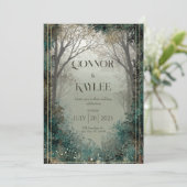 Snowy Enchanted Forest huwelijksuitnodiging Kaart (Staand voorkant)