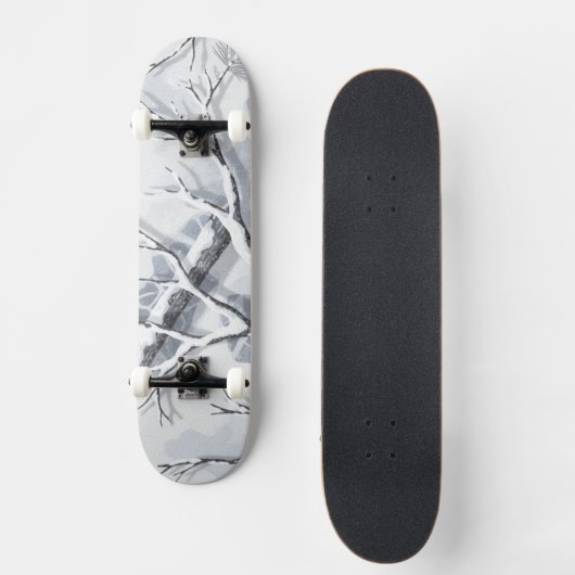 Snowy Environments Camouflage  Skateboard (Voorkant)