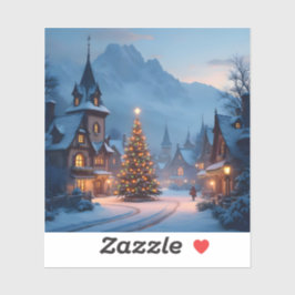 Snowy Eve In The Square - Square Vinyl Sticker