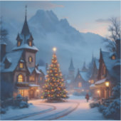 Snowy Eve In The Square - Square Vinyl Sticker (Voorkant)