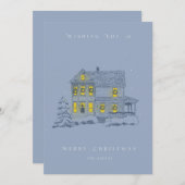 Snowy Evening-kerstkaart Bedankkaart (Voorkant / Achterkant)