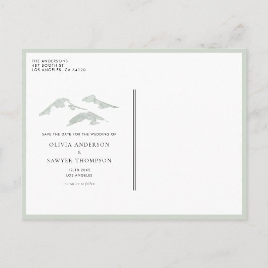 Snowy Evergreen Forest Winter Save the Date Aankondigingskaart (Achterkant)