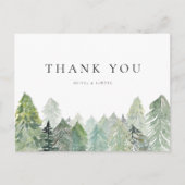 Snowy Evergreen Forest Winter Wedding Bedankt Briefkaart (Voorkant)