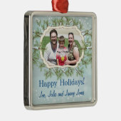 Snowy Evergreens Cadre photo Ornement de Noël (Droite)