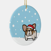 Snowy Fawn Pied Frenchie Keramisch Ornament (Rechts)