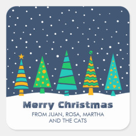 Snowy Fir Trees Kerst stickers