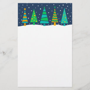 Snowy Fir Trees Stationery Briefpapier
