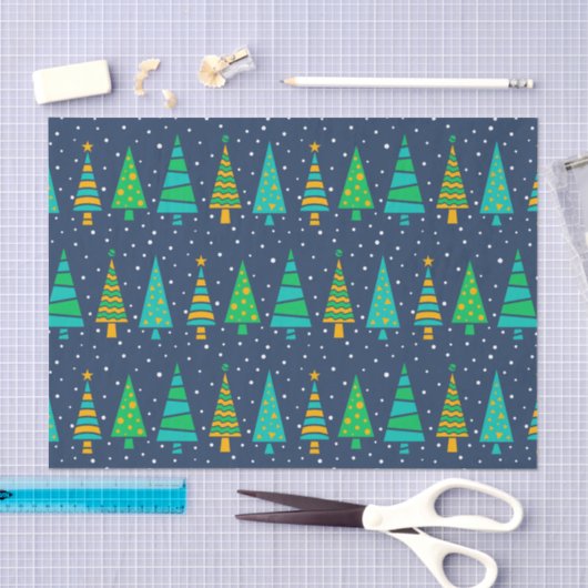 Snowy Fir Trees Tissue Paper Tissuepapier (Craft)