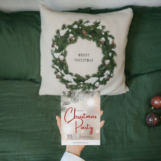 Snowy Fir Twigs Kerstuitnodiging Kaart