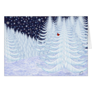 Snowy Firs met Red Bird