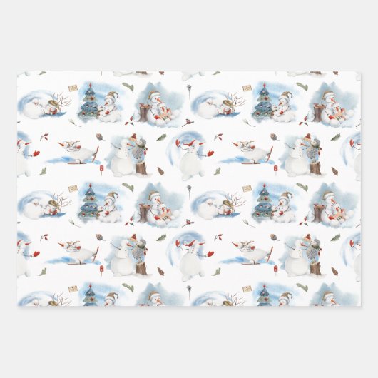 Snowy Forest Kerstmis Gnomes Pattern Inpakpapier Vel (Voorkant)